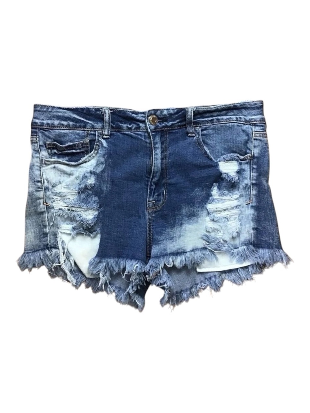 American Eagle Punk Grunge Destroyed Denim Shorts Hi Rise Shortie Size 14